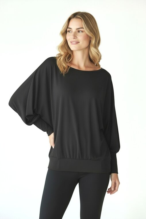 czarna bluzka nietoperz