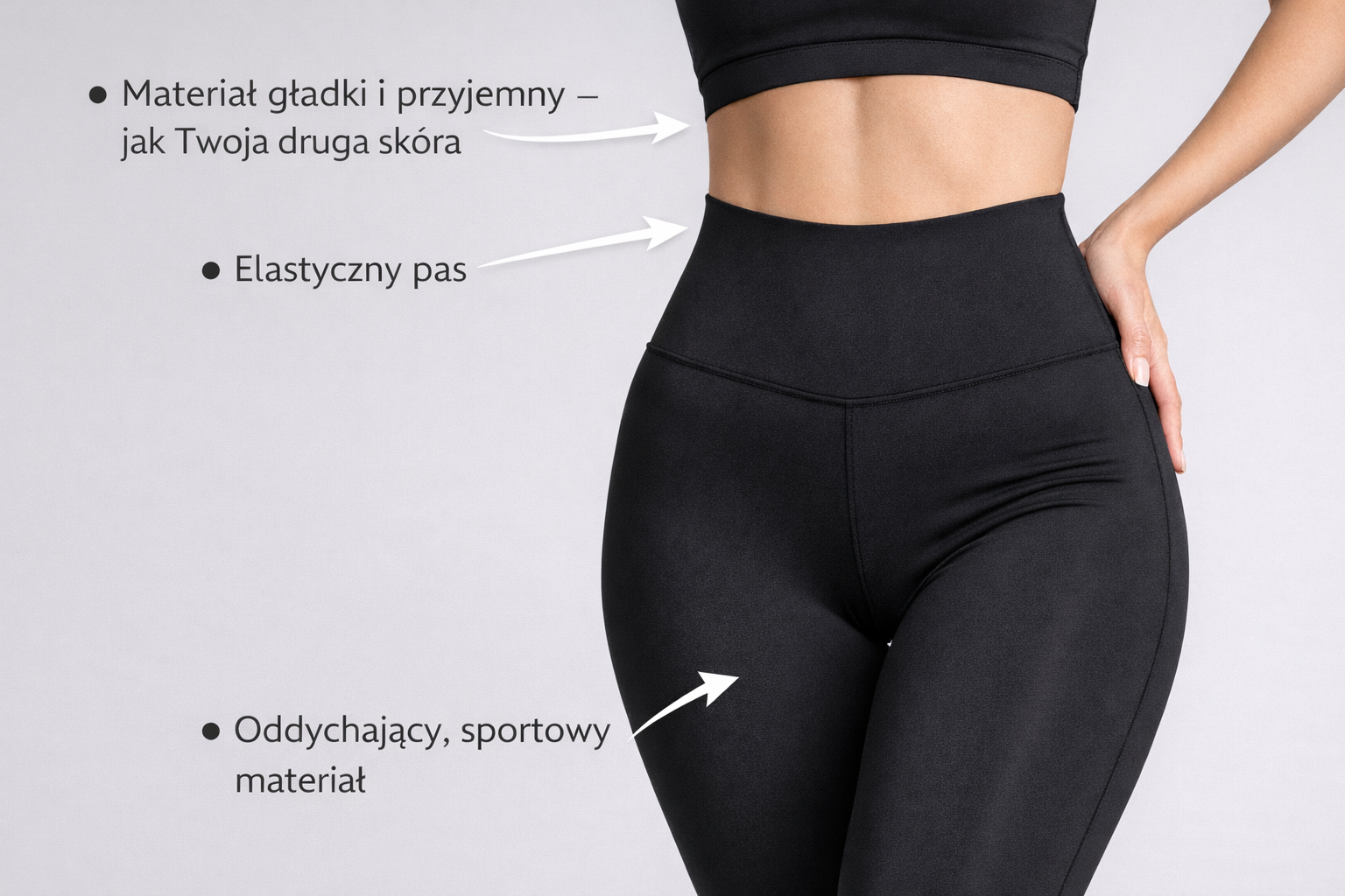 materiał jak druga skóra i legginsy z wysokim stanem